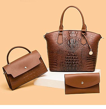 3 IN 1 CROCODILE PATTERN SATCHEL SET
