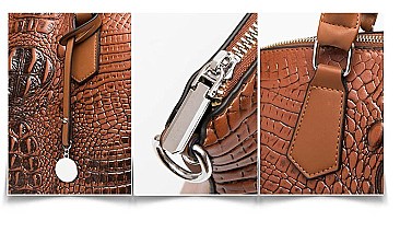 3 IN 1 CROCODILE PATTERN SATCHEL SET