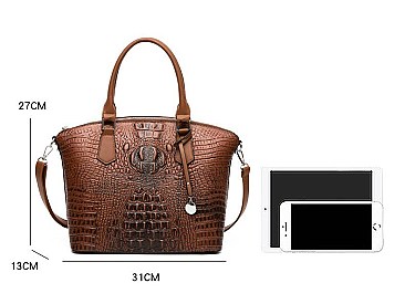 3 IN 1 CROCODILE PATTERN SATCHEL SET