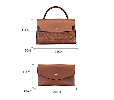 3 IN 1 CROCODILE PATTERN SATCHEL SET