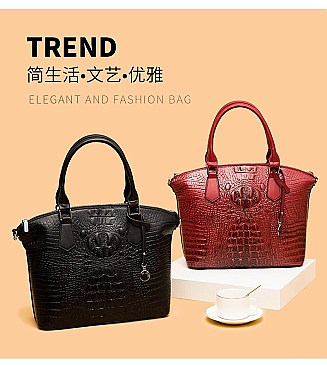 3 IN 1 CROCODILE PATTERN SATCHEL SET