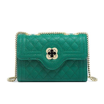 Quilted Turn-Lock Chain Cross Body Shoulder Bag