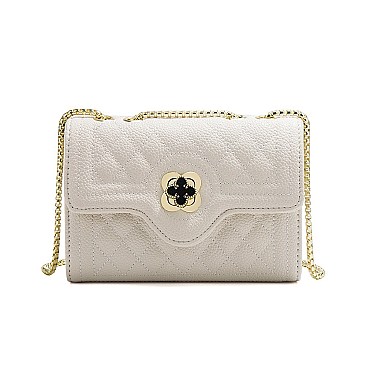 Quilted Turn-Lock Chain Cross Body Shoulder Bag