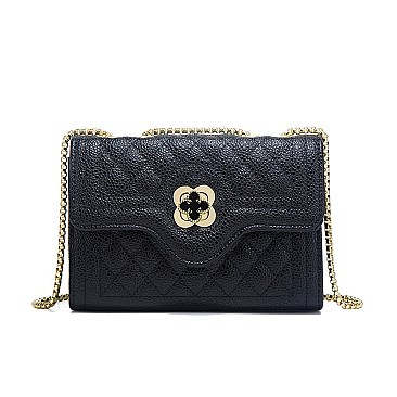 Quilted Turn-Lock Chain Cross Body Shoulder Bag