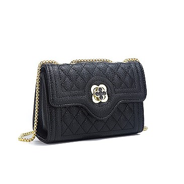 Quilted Turn-Lock Chain Cross Body Shoulder Bag