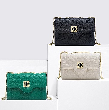 Quilted Turn-Lock Chain Cross Body Shoulder Bag