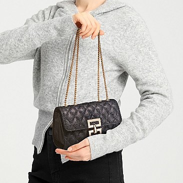 Quilted Accented Chain Cross Body Shoulder Bag