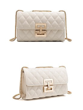 Quilted Accented Chain Cross Body Shoulder Bag