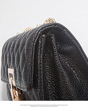 Quilted Accented Chain Cross Body Shoulder Bag