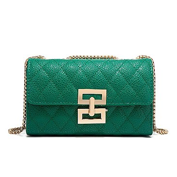 Quilted Accented Chain Cross Body Shoulder Bag