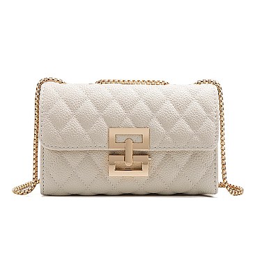 Quilted Accented Chain Cross Body Shoulder Bag