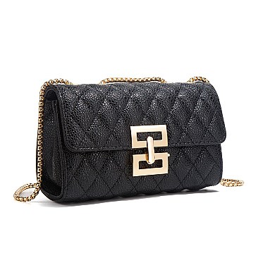 Quilted Accented Chain Cross Body Shoulder Bag