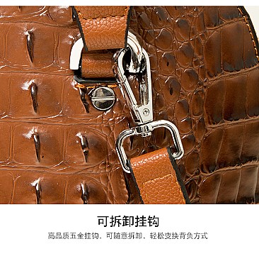 2-in-1 Crocodile Patent Dome Satchel Wallet Set