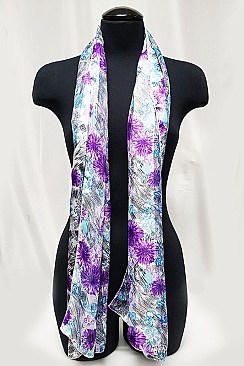 PACK OF (12 PCS) Floral Print Silky Scarves