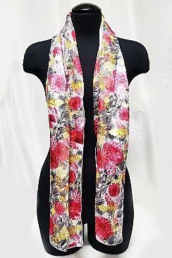 PACK OF (12 PCS) Floral Print Silky Scarves