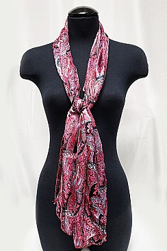 PACK OF (12 PCS) Paisley Print Silky Scarves