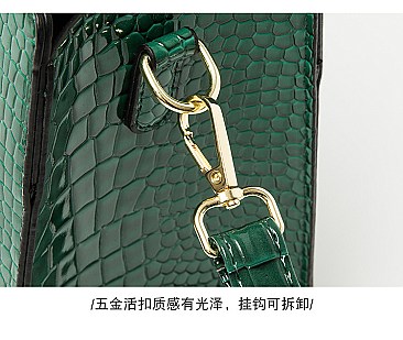 2 IN 1 CROCODILE PATTERN SATCHEL SET