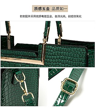 2 IN 1 CROCODILE PATTERN SATCHEL SET