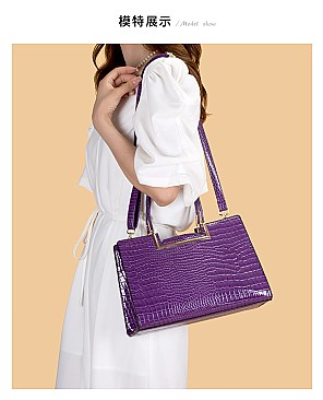 2 IN 1 CROCODILE PATTERN SATCHEL SET