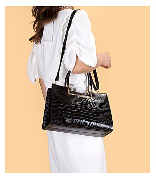 2 IN 1 CROCODILE PATTERN SATCHEL SET