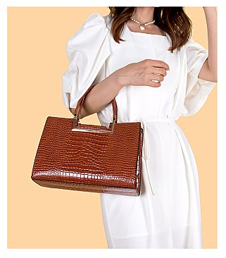 2 IN 1 CROCODILE PATTERN SATCHEL SET