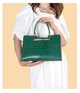 2 IN 1 CROCODILE PATTERN SATCHEL SET