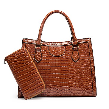 2 in 1 Crocodile Boutique Satchel Wallet Set