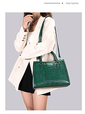 2 in 1 Crocodile Boutique Satchel Wallet Set