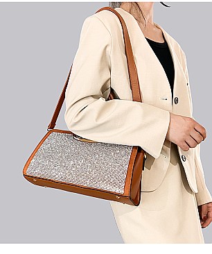 Top Handle Rhinestone Satchel Purse