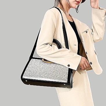 Top Handle Rhinestone Satchel Purse