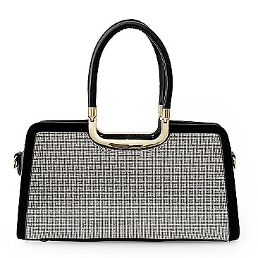 Top Handle Rhinestone Satchel Purse