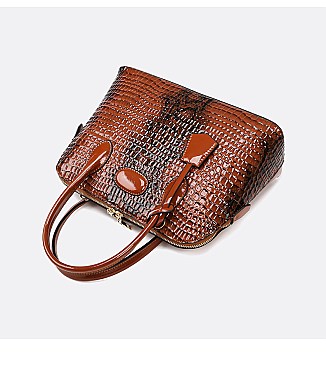 Patent Embossed Crocodile Dome Quality Satchel