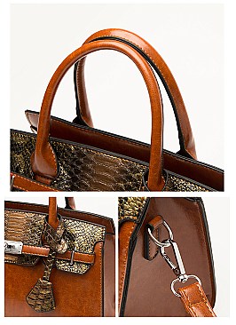 2 in 1 Crocodile & Patent Satchel Wallet Set