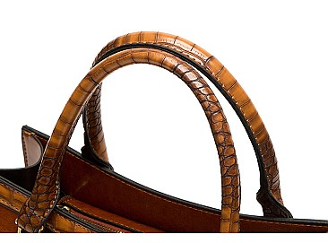 3 in 1 Crocodile Accent Satchel Wallet Set