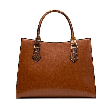 3 in 1 Crocodile Accent Satchel Wallet Set