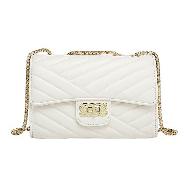 Quilted Twist Lock Chained Shoulder Bag