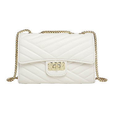 Quilted Twist Lock Chained Shoulder Bag