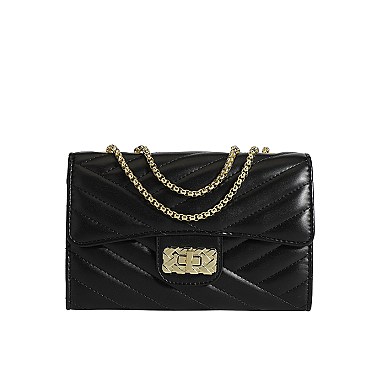 Quilted Twist Lock Chained Shoulder Bag