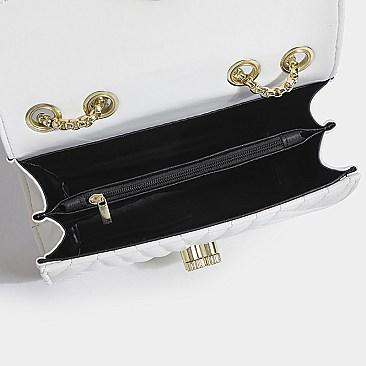 Chevron Turn-Lock Chain Shoulder Bag