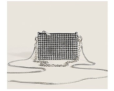 Small Rhinestone & Chain Shoulder Cross-Body Bag