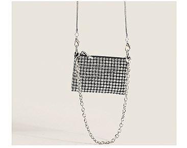 Small Rhinestone & Chain Shoulder Cross-Body Bag