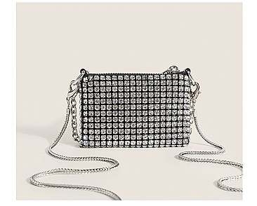 Small Rhinestone & Chain Shoulder Cross-Body Bag