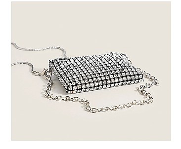 Small Rhinestone & Chain Shoulder Cross-Body Bag