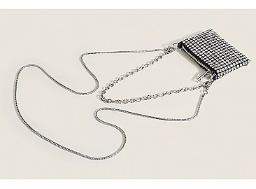 Small Rhinestone & Chain Shoulder Cross-Body Bag