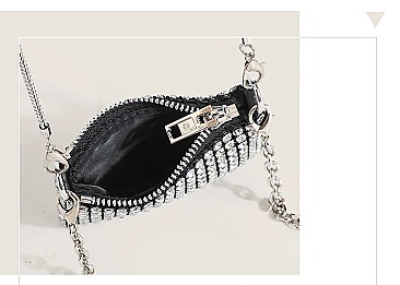 Small Rhinestone & Chain Shoulder Cross-Body Bag