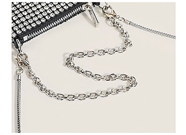 Small Rhinestone & Chain Shoulder Cross-Body Bag