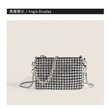 Small Rhinestone & Chain Shoulder Cross-Body Bag