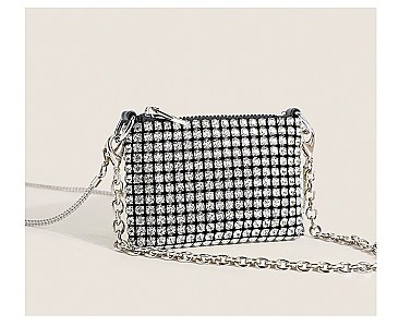 Small Rhinestone & Chain Shoulder Cross-Body Bag