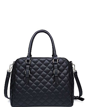 STYLISH QUILTED VEGAN LEATHER LUXURY CLAYTON SATCHEL BAG WITH LONG STRAP JY-18216