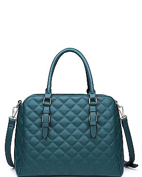 STYLISH QUILTED VEGAN LEATHER LUXURY CLAYTON SATCHEL BAG WITH LONG STRAP JY-18216